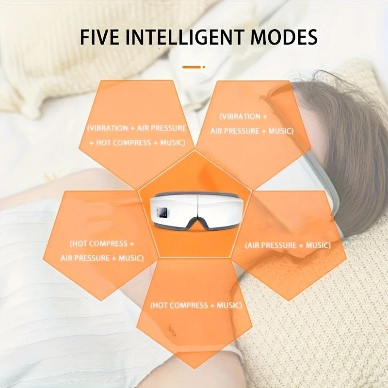 4D Smart Multifunctional Eye Massager with Air Pressure, Vibration, Heating, and Music. V1232-YBAMY001