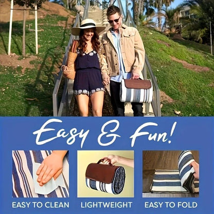 Double-layer Nylon Picnic Mat High-density Waterproof Base + Nylon Padding Lightweight Foldable with Carry V1232-YCT002
