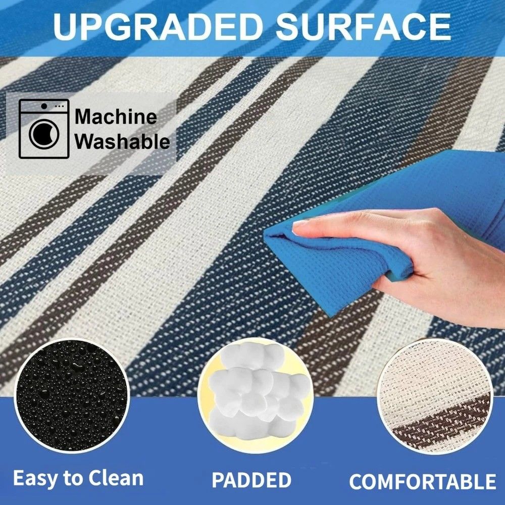 Double-layer Nylon Picnic Mat High-density Waterproof Base + Nylon Padding Lightweight Foldable with Carry V1232-YCT002