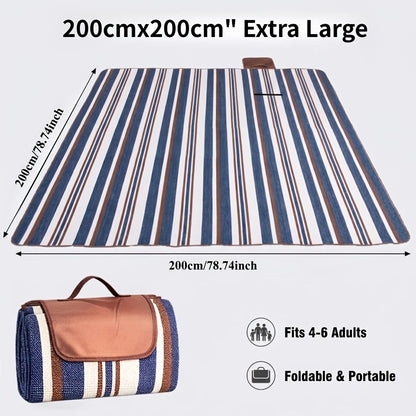 Double-layer Nylon Picnic Mat High-density Waterproof Base + Nylon Padding Lightweight Foldable with Carry V1232-YCT002