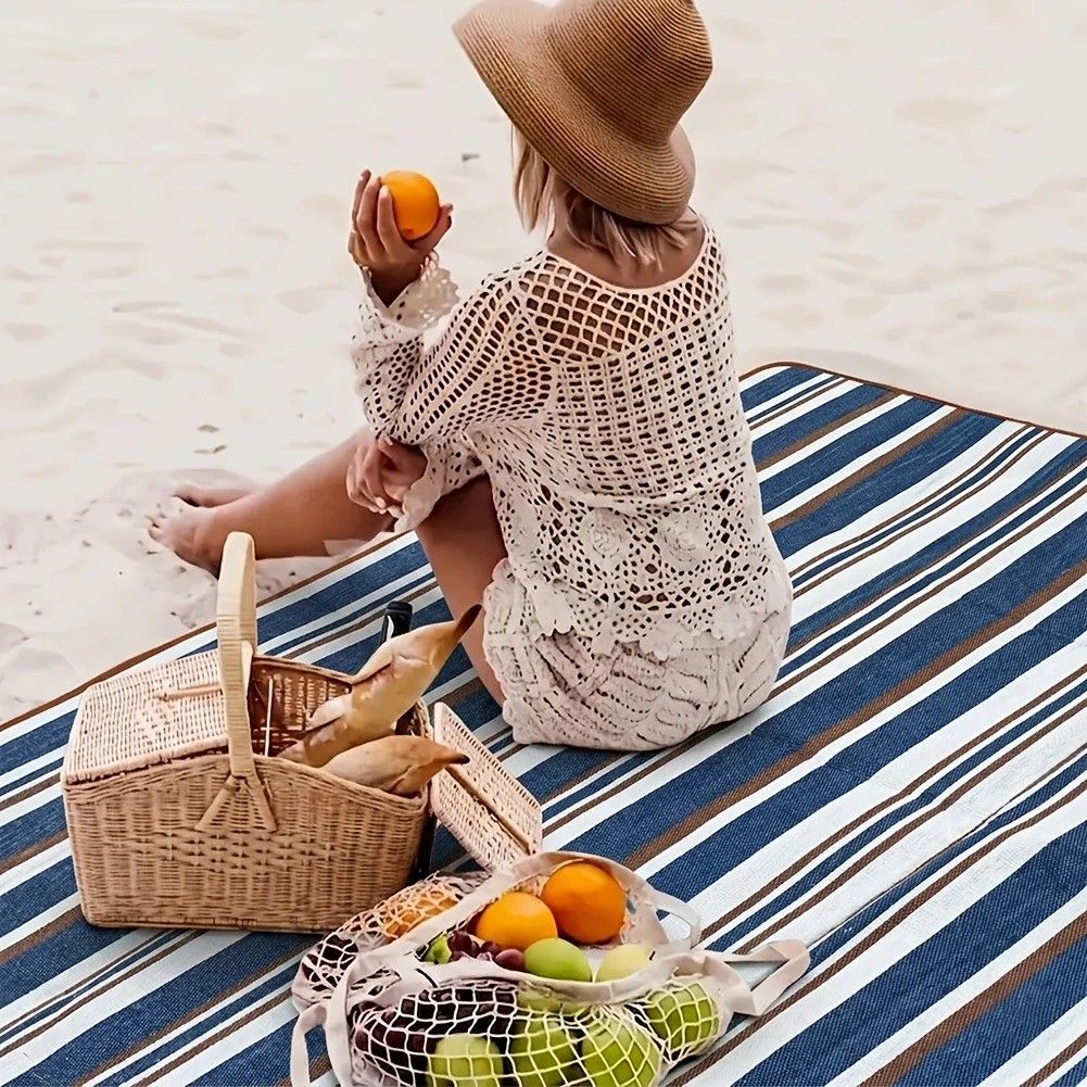 Double-layer Nylon Picnic Mat High-density Waterproof Base + Nylon Padding Lightweight Foldable with Carry V1232-YCT002