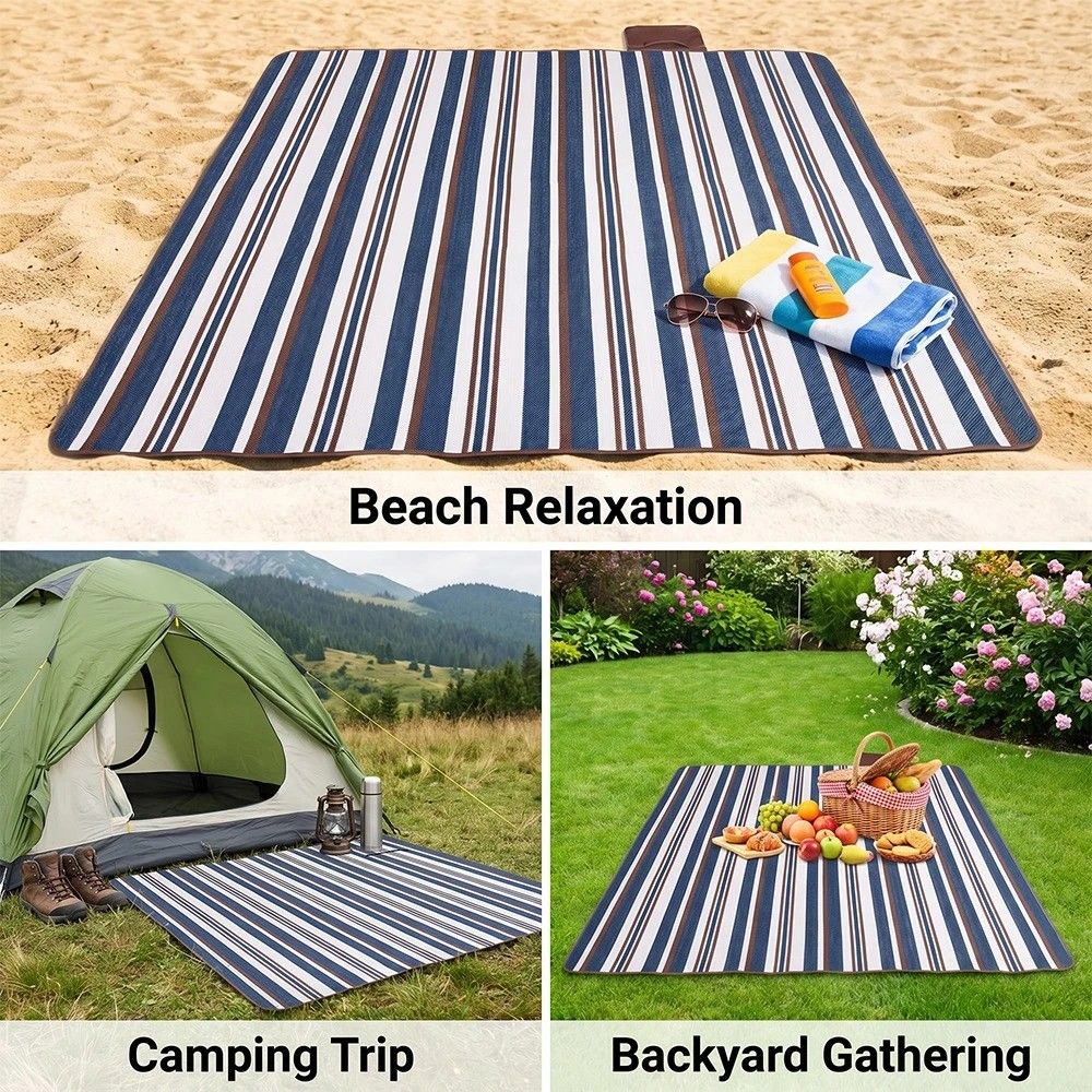 Double-layer Nylon Picnic Mat High-density Waterproof Base + Nylon Padding Lightweight Foldable with Carry V1232-YCT002