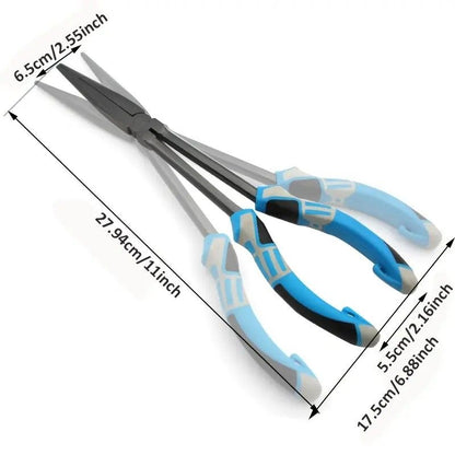 Multi-functional Fishing Pliers - Long Nose, Rust-proof & Anti-slip, Easy Hook Removal & Fish Control(Blue V1232-YDWQ001