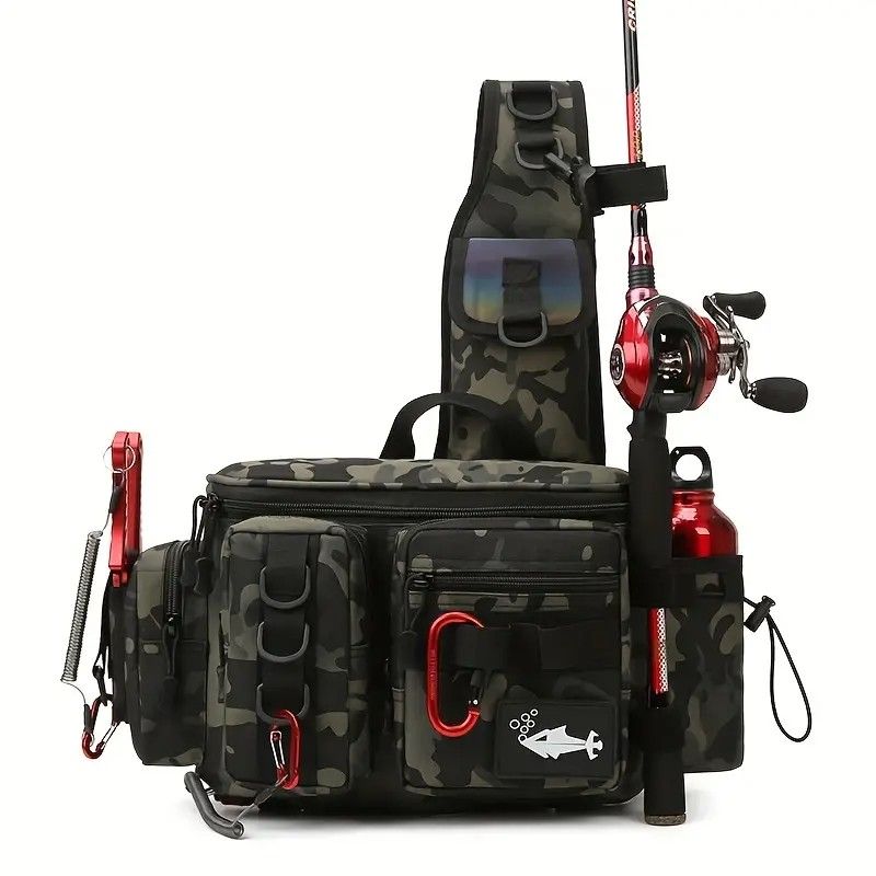 Camouflage Fishing Waist Bag - Large Capacity Multi-layer Partition, Side Pockets & Winding Strap for Full V1232-YDXKB001