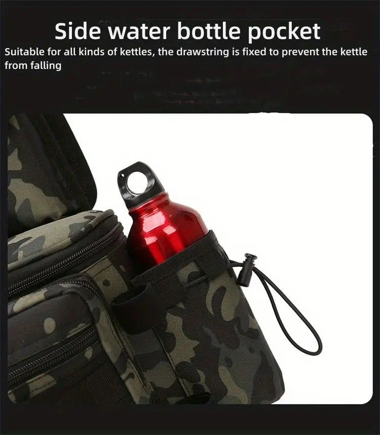 Camouflage Fishing Waist Bag - Large Capacity Multi-layer Partition, Side Pockets & Winding Strap for Full V1232-YDXKB001