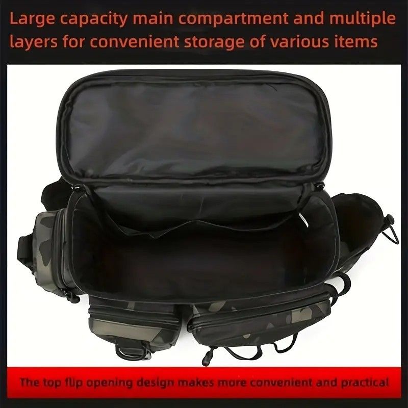 Camouflage Fishing Waist Bag - Large Capacity Multi-layer Partition, Side Pockets & Winding Strap for Full V1232-YDXKB001