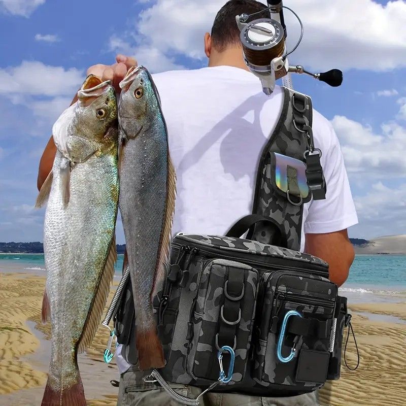 Camouflage Fishing Waist Bag - Large Capacity Multi-layer Partition, Side Pockets & Winding Strap for Full V1232-YDXKB001