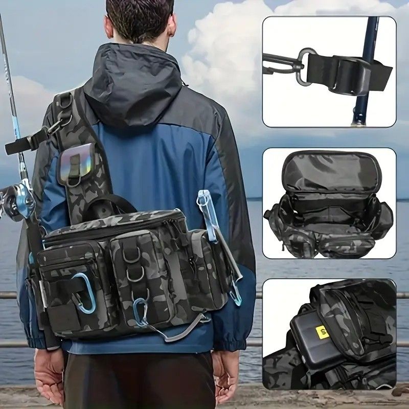 Camouflage Fishing Waist Bag - Large Capacity Multi-layer Partition, Side Pockets & Winding Strap for Full V1232-YDXKB003