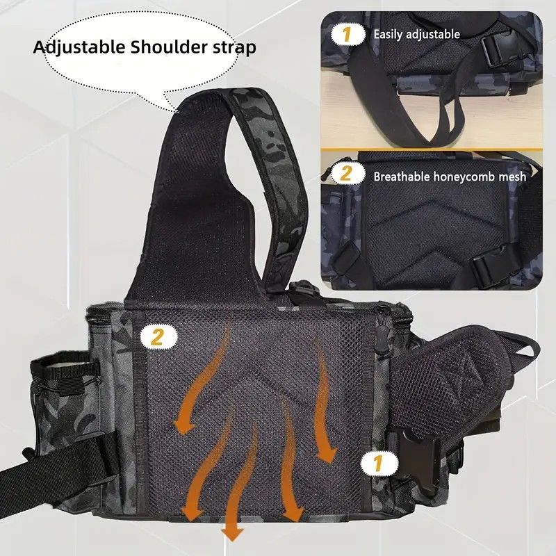Camouflage Fishing Waist Bag - Large Capacity Multi-layer Partition, Side Pockets & Winding Strap for Full V1232-YDXKB003