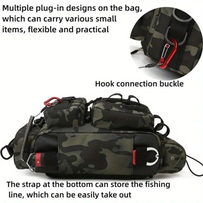 Camouflage Fishing Waist Bag - Large Capacity Multi-layer Partition, Side Pockets & Winding Strap for Full V1232-YDXKB003