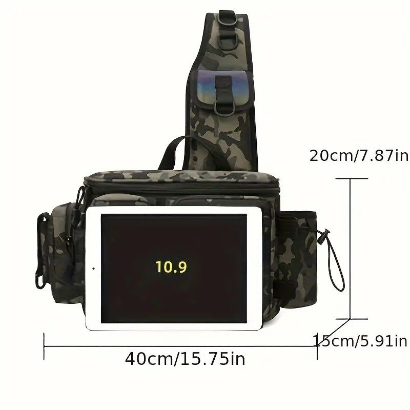 Camouflage Fishing Waist Bag - Large Capacity Multi-layer Partition, Side Pockets & Winding Strap for Full V1232-YDXKB003