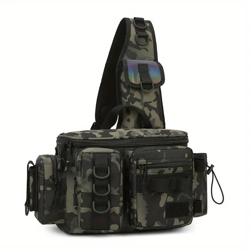 Camouflage Fishing Waist Bag - Large Capacity Multi-layer Partition, Side Pockets & Winding Strap for Full V1232-YDXKB003