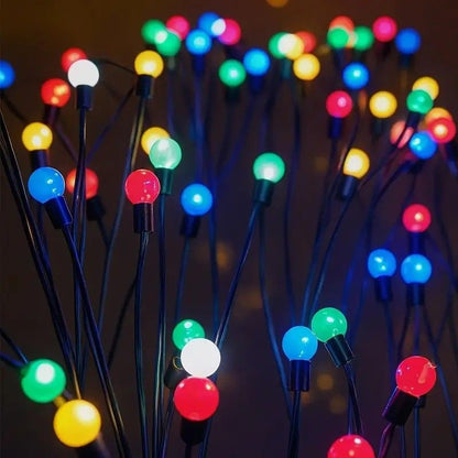Solar Firefly Wind Light: Charges during the day, glows at night. Sways in the wind like dancing fireflies, lighting up your yard with romance./8 lamp holder [warm light] is always on