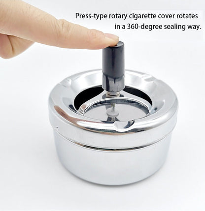 Creative Ashtray, Large Circular Metal Ashtray with Rotating Tray, Press-Type Design V1232-YHG001