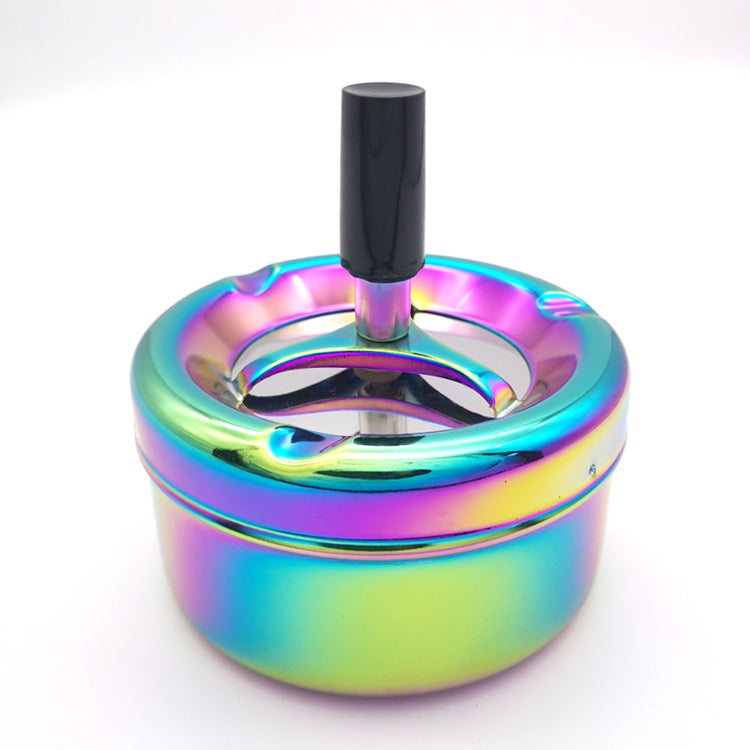 Creative Ashtray, Large Circular Metal Ashtray with Rotating Tray, Press-Type Design V1232-YHG001