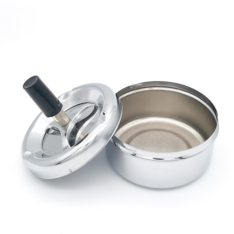 Creative Ashtray, Large Circular Metal Ashtray with Rotating Tray, Press-Type Design V1232-YHG001