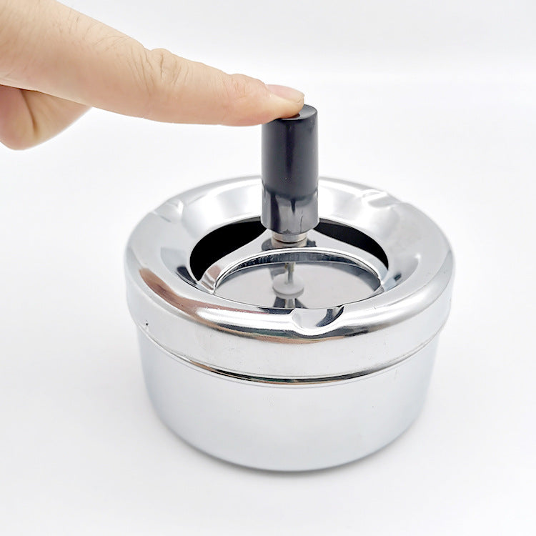 Creative Ashtray, Large Circular Metal Ashtray with Rotating Tray, Press-Type Design V1232-YHG001