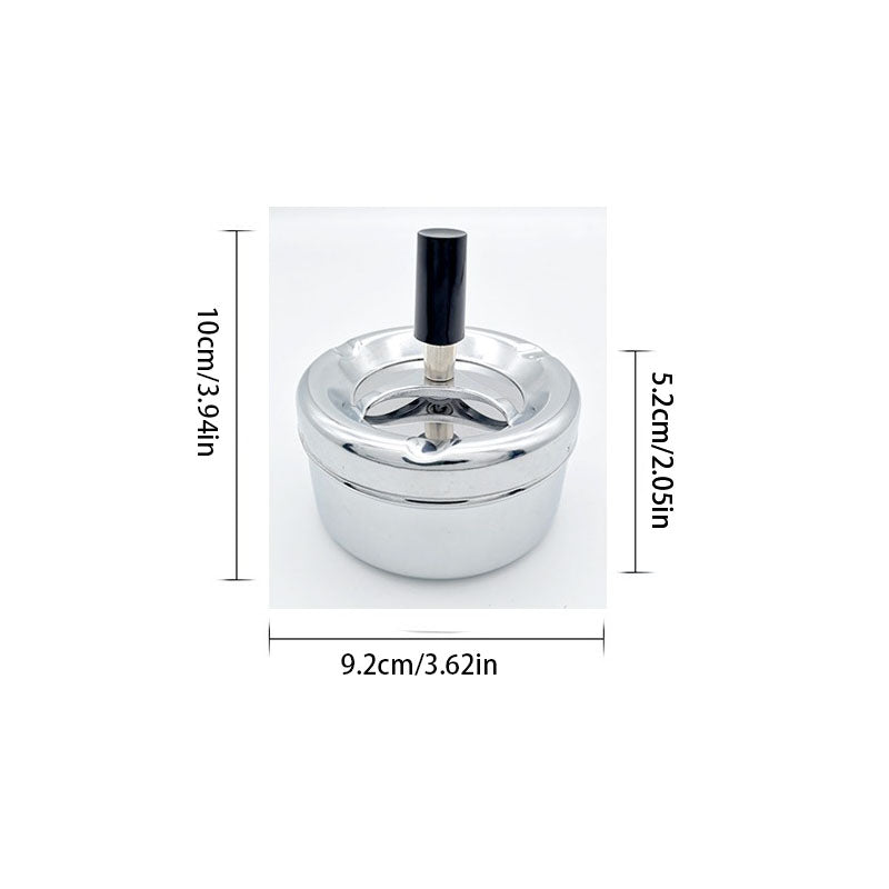 Creative Ashtray, Large Circular Metal Ashtray with Rotating Tray, Press-Type Design V1232-YHG001
