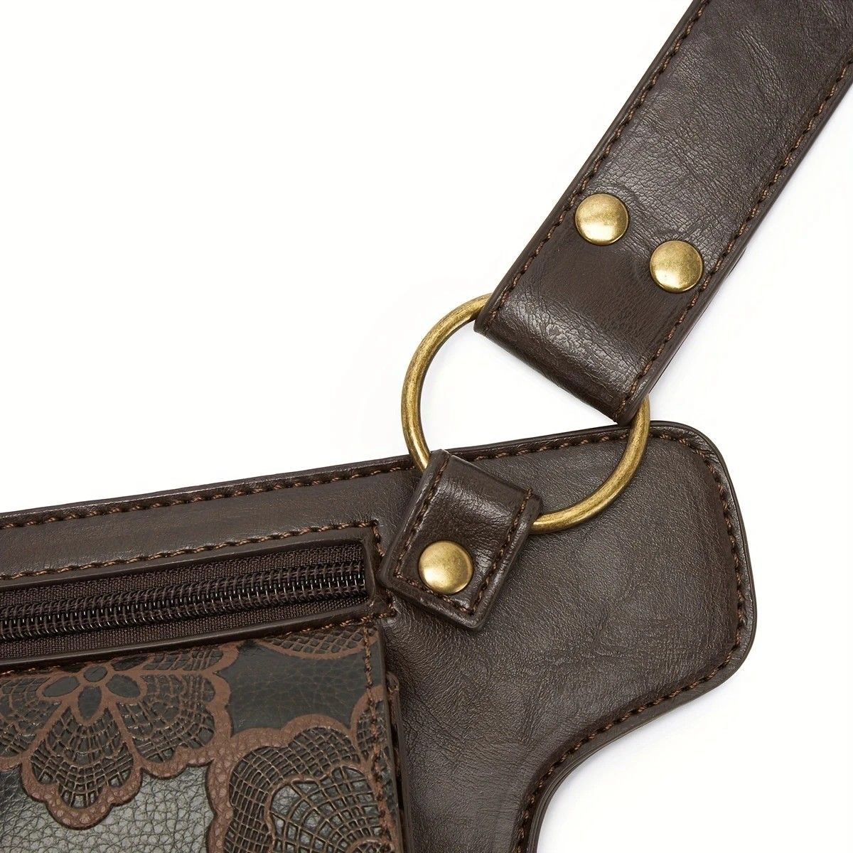 Printed Handmade Multi-functional Waist Bag: Adjustable for Chest Bag Use, Retro Print Multi-buckle Design, V1232-YHKB001
