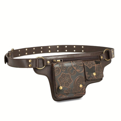 Printed Handmade Multi-functional Waist Bag: Adjustable for Chest Bag Use, Retro Print Multi-buckle Design, V1232-YHKB002