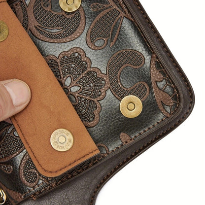 Printed Handmade Multi-functional Waist Bag: Adjustable for Chest Bag Use, Retro Print Multi-buckle Design, V1232-YHKB002