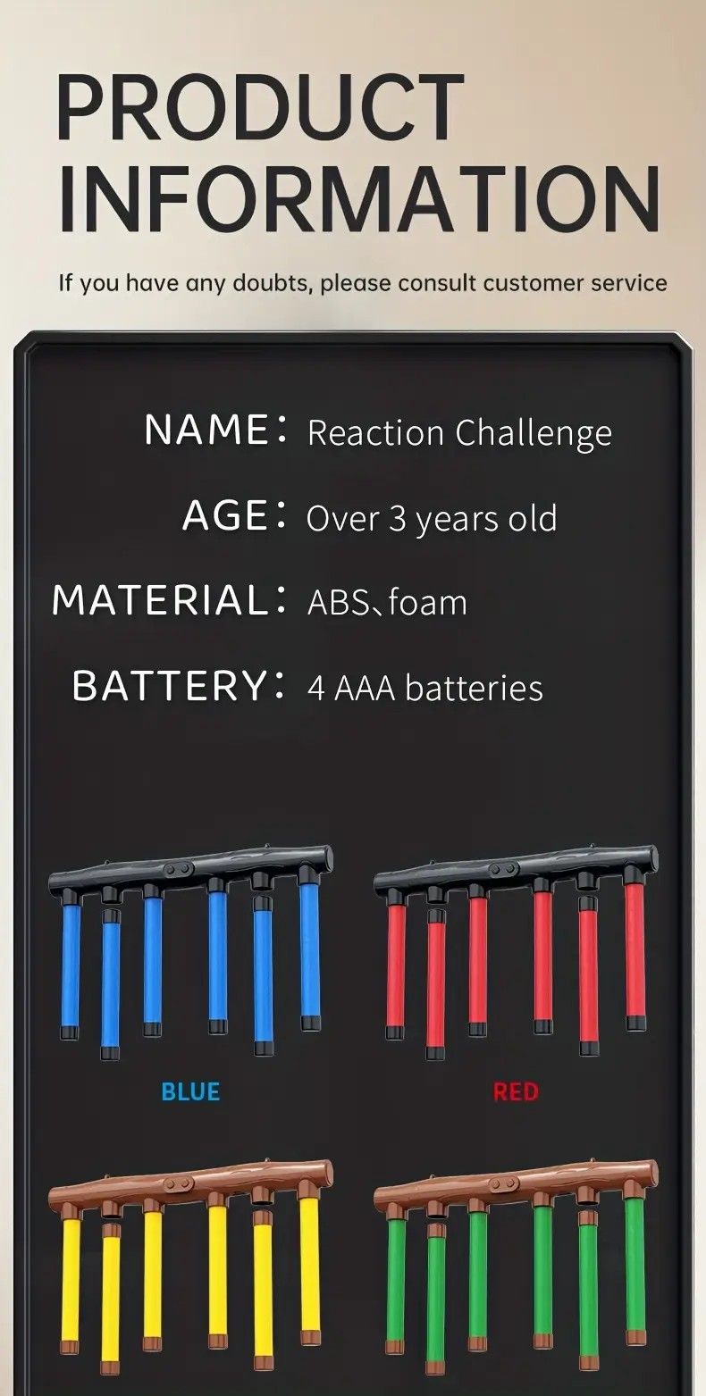 Smart Reaction Challenge Stick: Family Interactive Reflex Training Toy, Three Speed Adjustable, Hand-Eye V1232-YJSKZPJ001