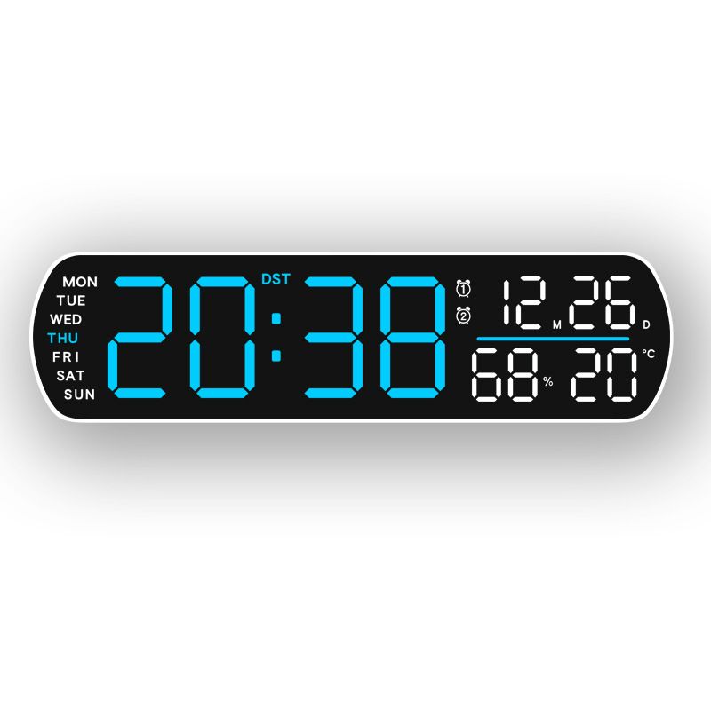 13.7" Mirror LED Digital Clock | Auto-Dim, RGB, Temp/Humidity Sensor - Smart Bedroom/Desk Clock(colorful) V1232-YKSZGZ001