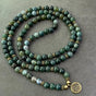 108-Piece Moss Agate Handcrafted Necklace, Natural Plant-Patterned Zen Layered Blessing Bead Strand V1232-YLBSCXL001