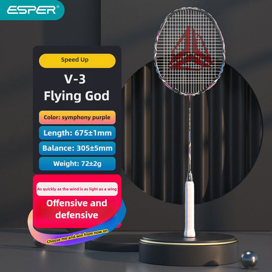 ESPER V3 Badminton Racket 72g Ultra-Light 6U Graphene Carbon All-Around Professional Match Training Durable V1232-YMQPV3003