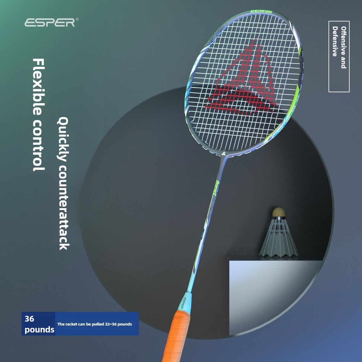 ESPER V4 Badminton Racket 82g Lightweight 4U Full Carbon Fiber All-Around Professional Match Training Durable V1232-YMQPV4002