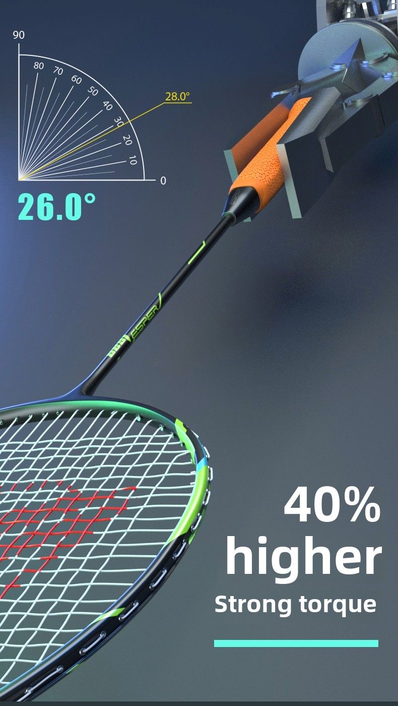 ESPER V4 Badminton Racket 82g Lightweight 4U Full Carbon Fiber All-Around Professional Match Training Durable V1232-YMQPV4002