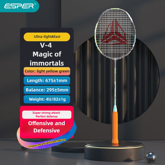 ESPER V4 Badminton Racket 82g Lightweight 4U Full Carbon Fiber All-Around Professional Match Training Durable V1232-YMQPV4003