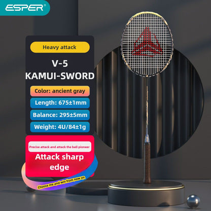 ESPER V5 Badminton Racket 84g Lightweight 4U Full Carbon Fiber Offensive Type Precise Placement Professional V1232-YMQPV5001