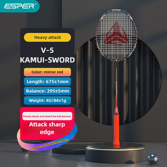 ESPER V5 Badminton Racket 84g Lightweight 4U Full Carbon Fiber Offensive Type Precise Placement Professional V1232-YMQPV5003