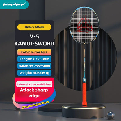 ESPER V5 Badminton Racket 84g Lightweight 4U Full Carbon Fiber Offensive Type Precise Placement Professional V1232-YMQPV5003