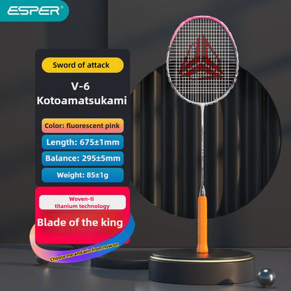 ESPER V6 Badminton Racket 46T Graphene Carbon 3U Ultra-Light 7.0mm Slim Shaft Woven-Ti Titanium Technology V1232-YMQPV6002