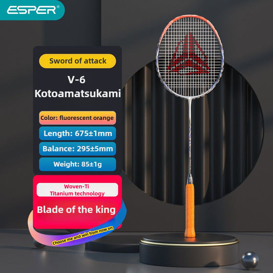 ESPER V6 Badminton Racket 46T Graphene Carbon 3U Ultra-Light 7.0mm Slim Shaft Woven-Ti Titanium Technology V1232-YMQPV6003