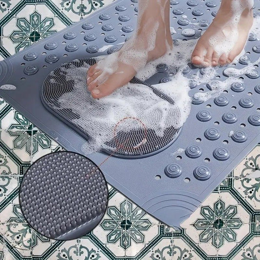 Anti-Slip Massage Shower Mat with Suction Cups Foot Spa Bathroom Mat(GREY) V1232-YSFHD003