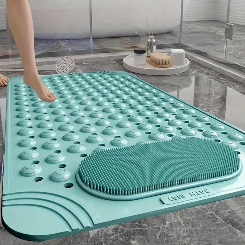 Anti-Slip Massage Shower Mat with Suction Cups Foot Spa Bathroom Mat(BLUE) V1232-YSFHD004