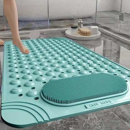 Anti-Slip Massage Shower Mat with Suction Cups Foot Spa Bathroom Mat(BLUE) V1232-YSFHD004