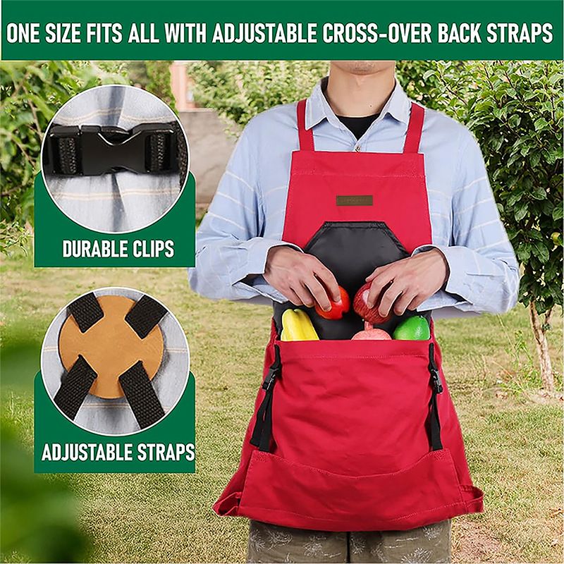 Oxford Cloth Multifunctional Gardening Apron, Thickened Durable Lightweight Large Pocket, Back Cross Straps V1232-YY-WQ001