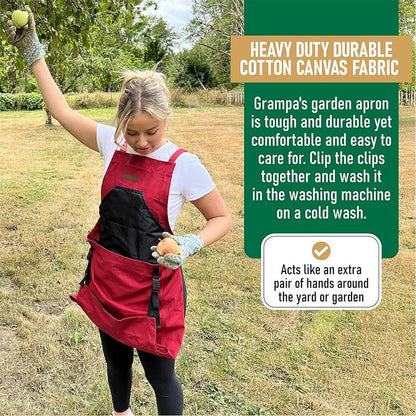 Oxford Cloth Multifunctional Gardening Apron, Thickened Durable Lightweight Large Pocket, Back Cross Straps V1232-YY-WQ001