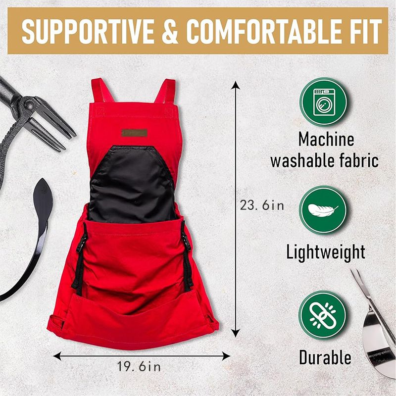 Oxford Cloth Multifunctional Gardening Apron, Thickened Durable Lightweight Large Pocket, Back Cross Straps V1232-YY-WQ001