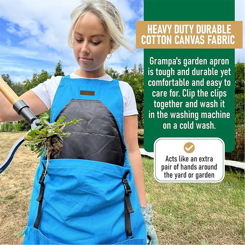 Oxford Cloth Multifunctional Gardening Apron, Thickened Durable Lightweight Large Pocket, Back Cross Straps V1232-YY-WQ001