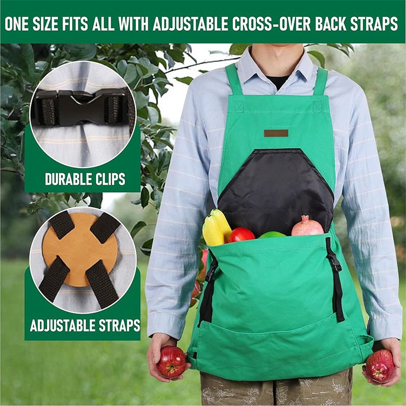 Oxford Cloth Multifunctional Gardening Apron, Thickened Durable Lightweight Large Pocket, Back Cross Straps V1232-YY-WQ001