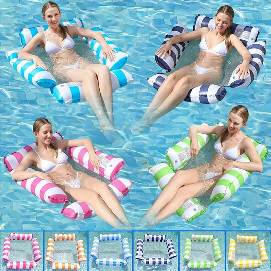 Pool Inflatable Float: Foldable Striped Floating Bed, Stable Single-Person Lounge Chair, Portable Water V1232-YYFC001