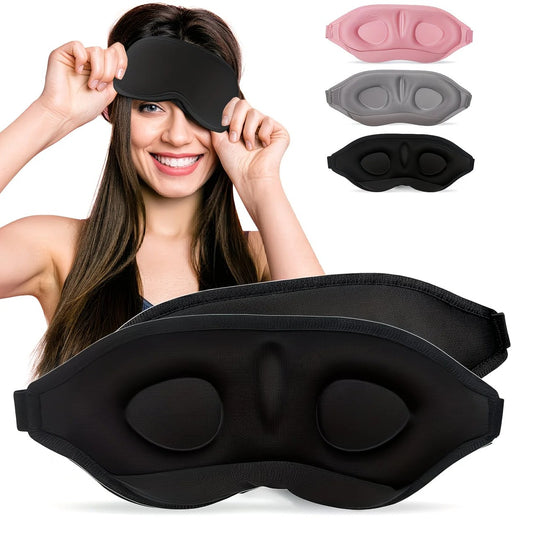 3PCS 3D Sleep Mask with Nose Rest, Designed for Side Sleepers, Total Blackout 3D Sleep Mask, Unisex, Night V1232-YZ001
