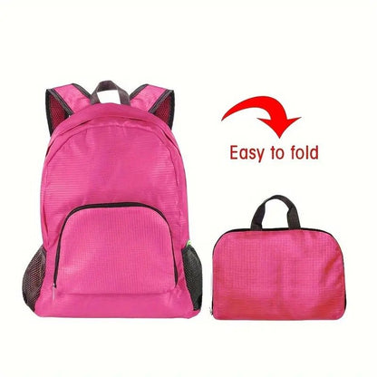 Foldable Nylon Backpack - Lightweight, Durable, and Strong Load Capacity, Four-Step Folding Transforms into a V1232-ZDBB002