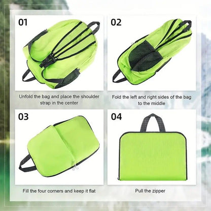 Foldable Nylon Backpack - Lightweight, Durable, and Strong Load Capacity, Four-Step Folding Transforms into a V1232-ZDBB005