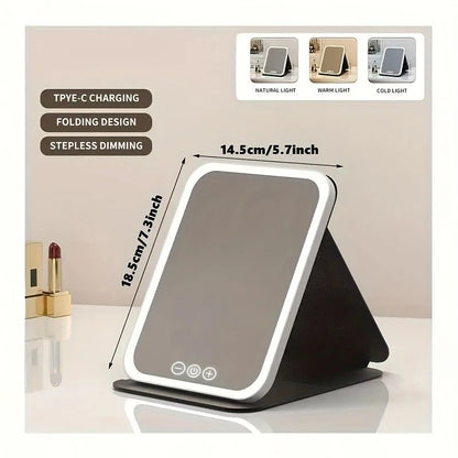 LED Makeup Mirror with Lights, 3 Color Modes Touch Control, Rechargeable Travel Vanity Mirror(pink) V1232-ZDHZJ001